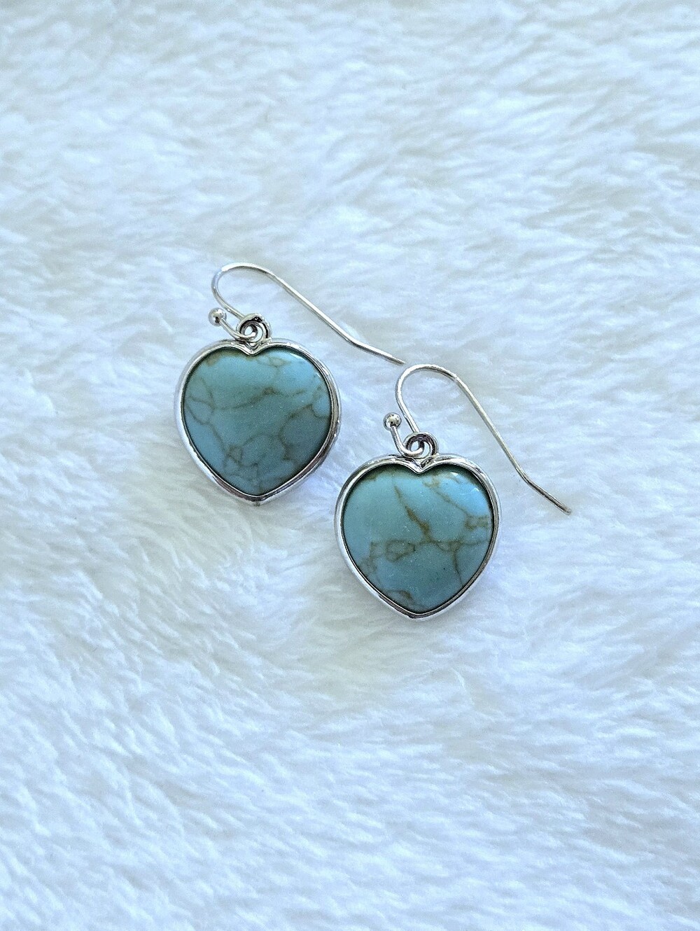 Iris & Lily Turquoise Heart🩵 with Copper Veins Drop⬇️ Earrings - Picture 9 of 13